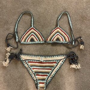 NWOT Striped Crochet Bikini Set